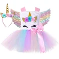 thumbnail image 3 of Vestido de tul con tutú de princesa unicornio para niñas, vestidos de tul para fiesta de cumpleaños de niñas pequeñas, disfraces de Halloween para niños pequeños, 3 of 5