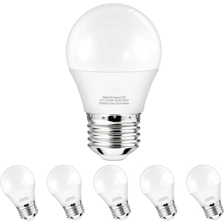 Sailstar A15 LED Light Bulbs 60W Equivalent, 6W E26 Medium Base, 5000K Daylight Cool White, Non-Dimmable Ceiling Fan & Home Decorative Lighting Bulbs, Pack of 6