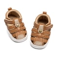 thumbnail image 5 of WUANDIXFA Baby Boy Sandals Toddler Shoes Soft Sole Close-Toe Sandals First Walk Flat Shoes (Brown, 5), 5 of 9