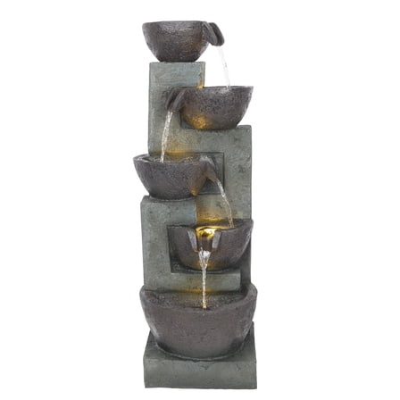 5-Tier Bowls Waterfall Fountain with LED Lights