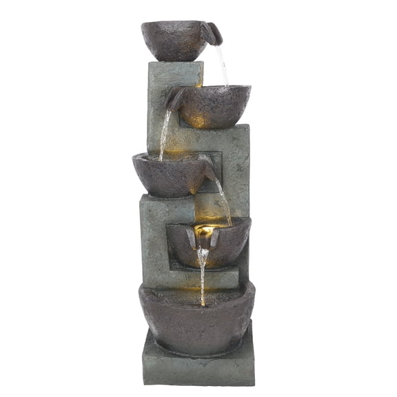 5-Tier Bowls Waterfall Fountain with LED Lights