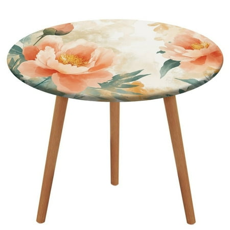 

Flower (16) Round Fitted Tablecloth Elastic Table Cover Waterproof Dining for Indoor Outdoor Decor Table Cloth