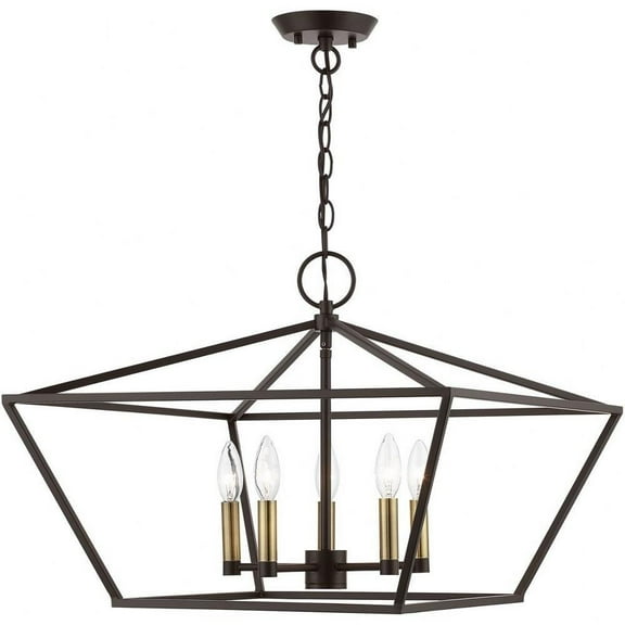 5 Light Chandelier in Transitional Style-16.75 inches Tall and 22 inches Wide-Bronze/Antique Brass Finish Bailey Street Home 218-Bel-4829378