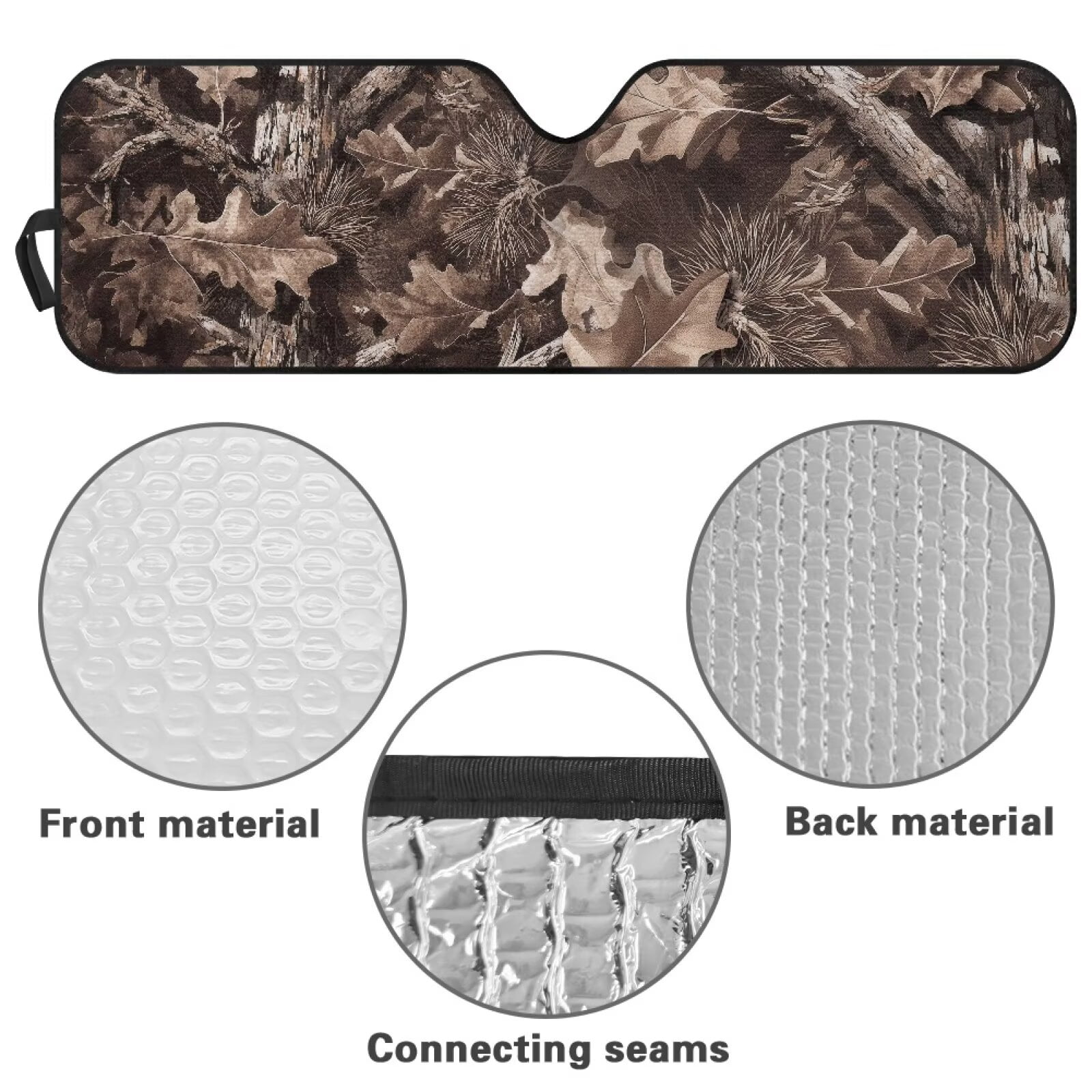 Uorisanigo Car Sun Shade Windshield Sun Visor Foldable Camo Hunting Print Sunshade Aluminum Foil Heat Shield for Jeep Wrangler TJ JK JKU JL JLU, Effectively Blocking Heat and UV Rays
