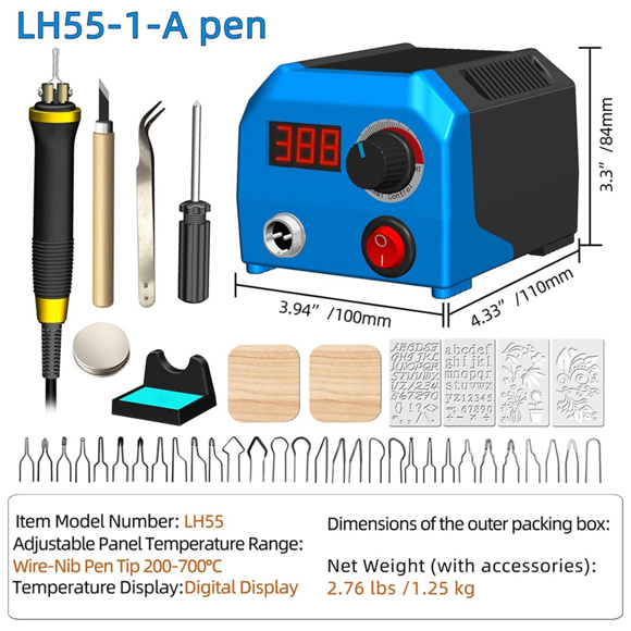 , Wood Burning Tool, Digitally Adjustable Temperature Wood Burner Kit, Wood Burner Tool Kit US Plug