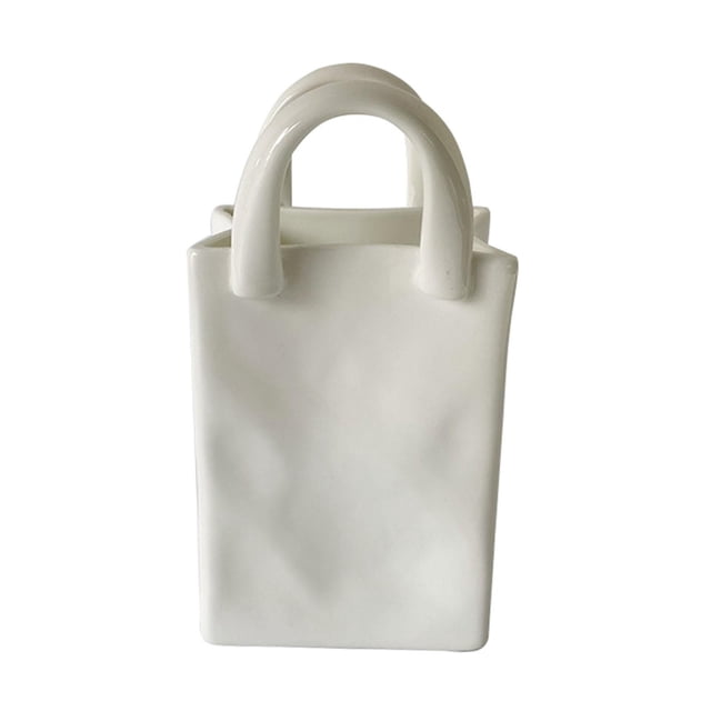 Kearding Handbag Shape Ceramic Vase Dry Flower Decor Room Vase Living Decoración del hogar 7.8x6.8x15cm