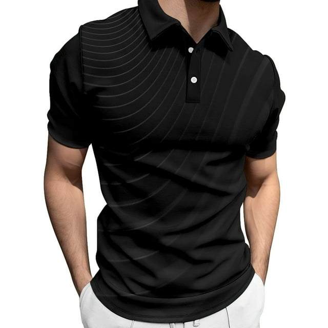 Camisas Para Hombre Camisa de hombre Performance Camisas de manga corta Camisa (Black, L)