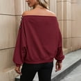 thumbnail image 4 of Womens Pullover Hoodies Ladies' Fall Off Shoulder Hooded Sweatshirts Trendy Red L, 4 of 4