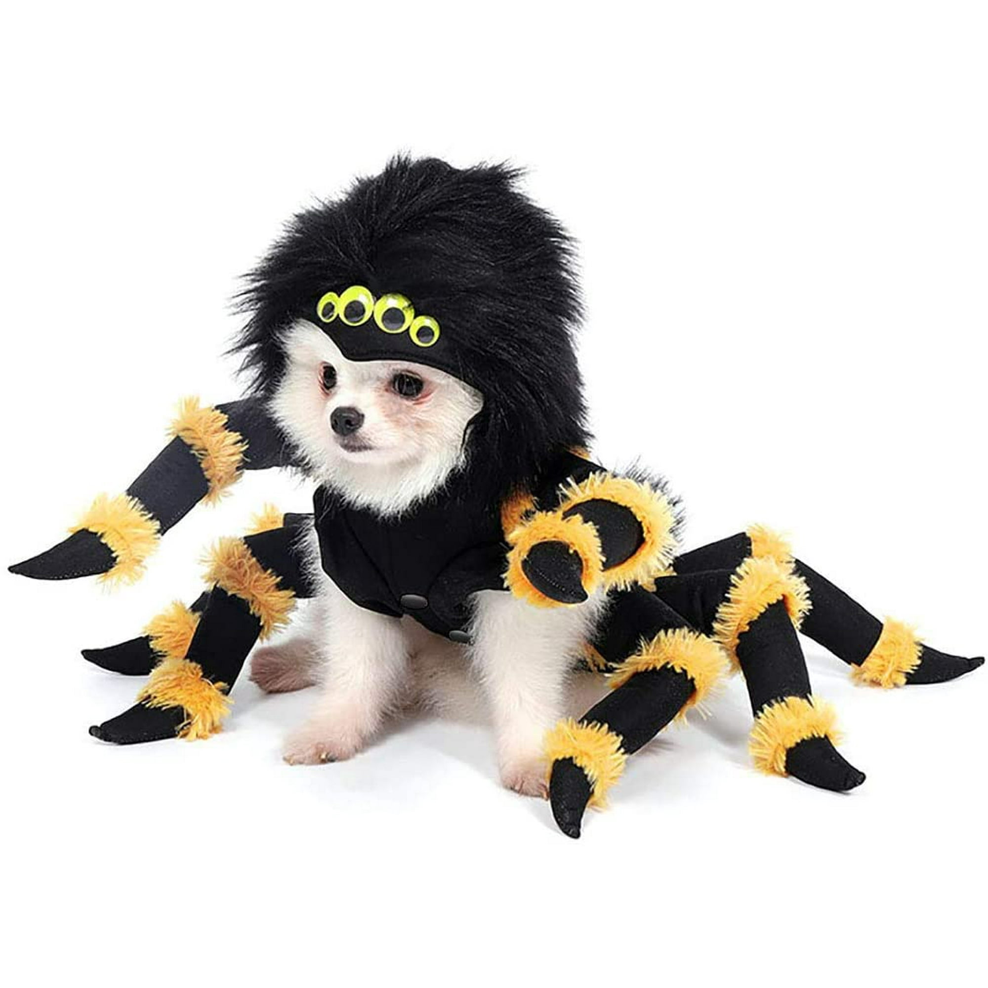 FFIY Dog Cat Spider Costumes Pet Halloween Cosplay Dress Funny Spider Costume for Dogs 11.0 Neck Girth 14.5 Chest