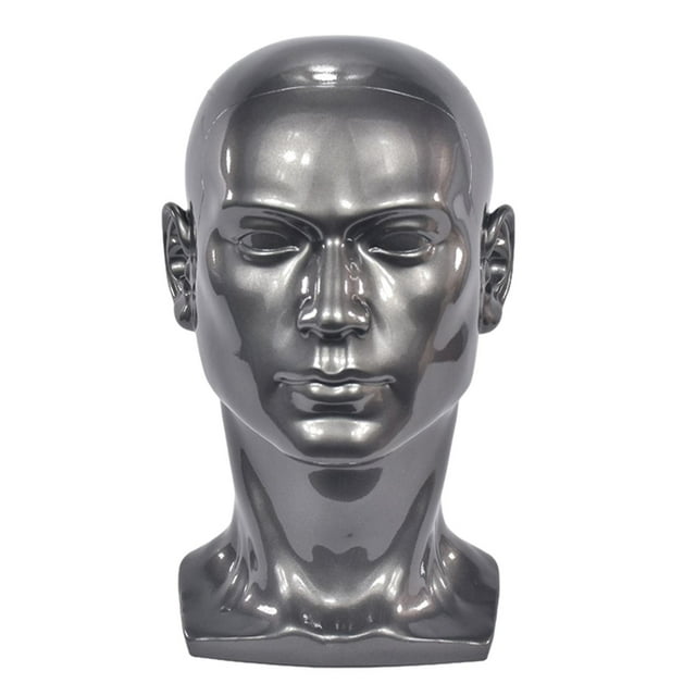 Cabeza de Maniquí Masculino Yuyangstore 23 Pulgadas 33 CM Gris Plateado