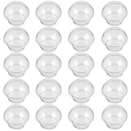 

1 Set 20 Pcs Disposable Plastic Round Cake Pudding Cups with Lids (Transparent)