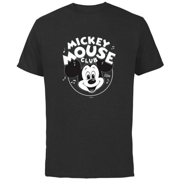 Disney 100 Mickey Mouse Club Logo Black & White Retro D100 - Short Sleeve Cotton T-Shirt for Adults - Customized-Black