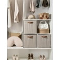 thumbnail image 4 of 13x13 Inches Storage Cube, Fabric Storage Bins with PU Handles, Collapsible Organizer Baskets for Closet, Brown and Beige, 4-Pack, 4 of 13