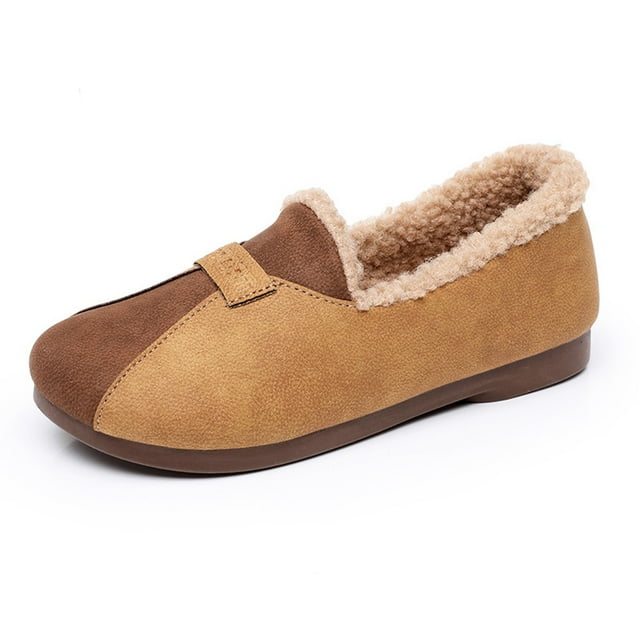 Xfvqtps Mocassins Plats Confortables pour Femmes, Chaussures en Peluche à Bout Rond, à Enfiler avec Semelle Intérieure Coussinée, Chaussures Décontractées Polyvalentes pour le Travail et les Loisirs, Kaki