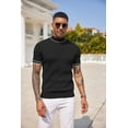 thumbnail image 3 of COOFANDY Men's Short Sleeve Mock Turtleneck Sweater - Ribbed Knit Solid Casual Basic Pullover Tee, 3 of 9