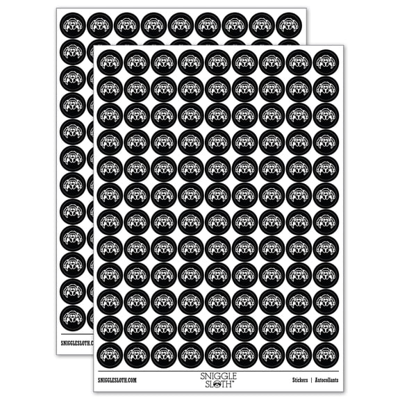 Cute Jumping Spider 200  Round Stickers - Black - Gloss Finish - 0.50" Size