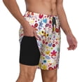 thumbnail image 3 of Picia Cute Butterfly Flowers pattern Mens Swim Trunks with Compression Liner Stretch Beach Shorts Quick Dry with Zipper Pockets No-Chafing Board Shorts-Medium, 3 of 9