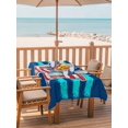 thumbnail image 2 of Outdoor Tablecloth with Umbrella Hole for Patio/Picnic/Party/Camping, Patriotic USA Flag Waterproof Table Cloth Rectangle Table Cover Washable, Independence Day Firework Blue Striped (60"x 84"), 2 of 9