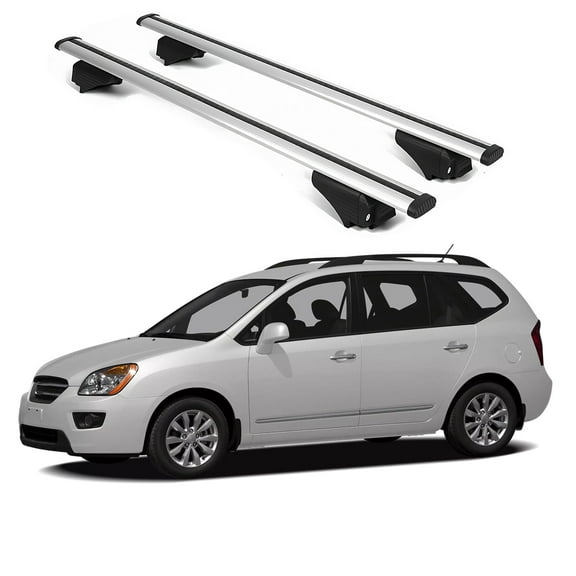 ERKUL Roof Rack Cross Bars for Kia Rondo 2007-2009 | Aluminum Crossbars with Anti Theft Lock for Rooftop | Compatible with Raised Rails - Silver