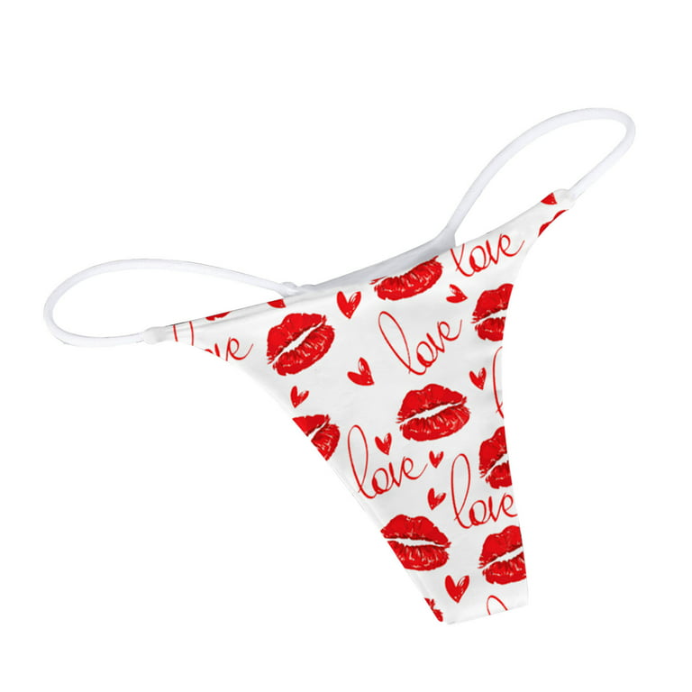 Sksloeg Sexy Underwear for Women Butterfly Printed Cotton Underwear Low  Rise Panties Woman G-String Thongs Bottom,White L