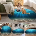 thumbnail image 5 of Light Blue Ocean Waves Round Area Rug 5Ft Washable Circle Rugs for Living Room Bedroom, Summer Beach Coastal Abstract Non-Slip Carpet Floor Mats Indoor Outdoor Carpet Runner Aesthetic Home Decor, 5 of 8