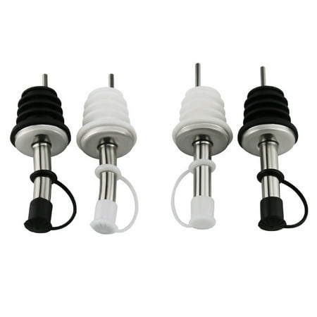 

4 Pcs Stainless Steel Pourers Dust Covers Olive Oil Liquor Bottle Pour Spout Cover Rubber Caps