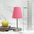 thumbnail image 5 of Creekwood Home Nauru 10.5" Traditional Petite Metal Stick Bedside Table Desk Lamp in Sand Nickel with Fabric Empire Shade for Nightstand, End Table, Dorm, Home Décor, Bedroom, Living Room, Pink, 5 of 6