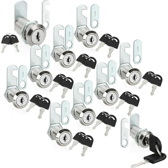 10 Pcs Cabinet Locks, 30 Mm Locker Locks With Keys, Cam Locks 30 Mm With 2 Locking Plates, Stainless Steel Locker Locks For Office Mail Box Cabinets Lockers