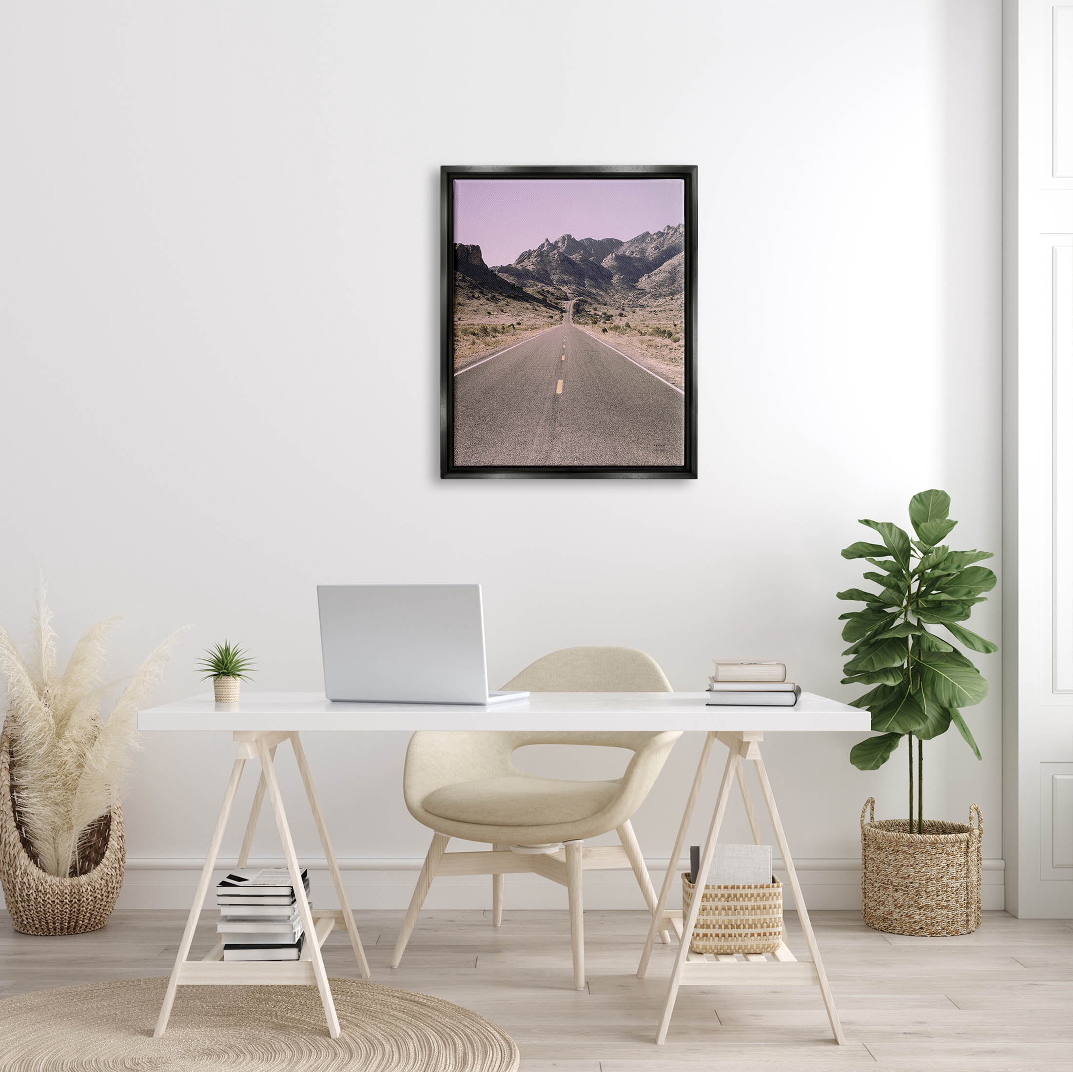 Stupell Industries Endless Desert Canyon Road Purple Sky Photograph Jet Black Floating Framed Canvas Print Wall Art, Design by Nathan Larson