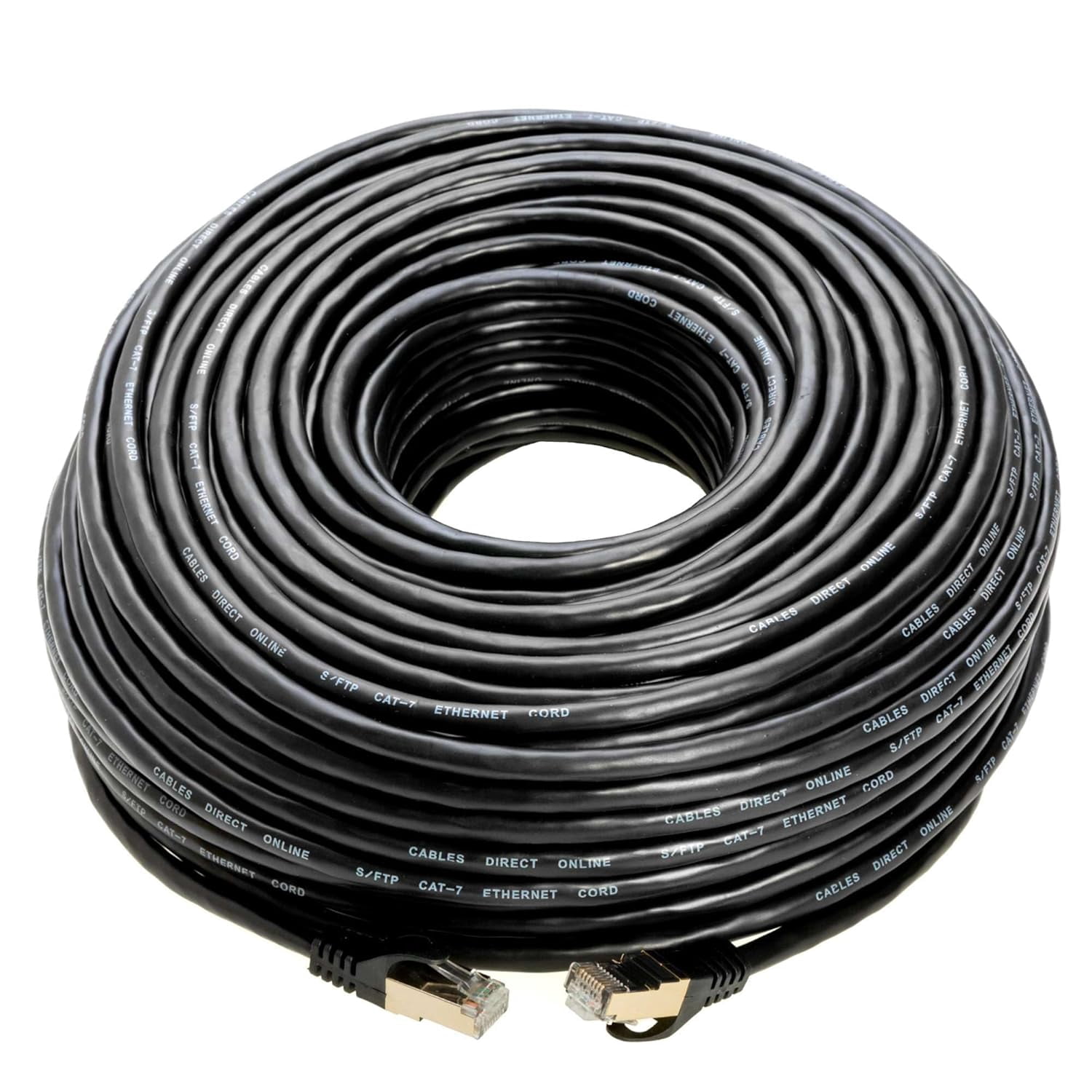 Cat7 Ethernet Cable 1 pack of 100FT Copper Shielded RJ45 Cord for Router, PC, Gaming, Servers, PoE Security Cameras, Smart TVs, 10Gbps 600MHz High-Speed Network Patch, Black, Cables Direct Online