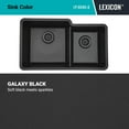 thumbnail image 5 of 32" x 19" Quartz Kitchen Sink, Double Bowl Sink, Drop-in Sink, Undermount Sink, Granite Kitchen Sink, Galaxy Black Kitchen Sink, with Steel Grid, Basket Strainer and Flange Lexicon Platinum LP-6040-K, 5 of 12