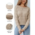 thumbnail image 3 of DOKOTOO Women's Sweaters Boat Neck Crochet Hollow Out Lightweight Fall Pullover Trendy Knit Tops, 3 of 10
