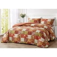 thumbnail image 2 of Chezmoi Collection Leilani 3-Piece Boho Washed Cotton Comforter Set Full Size - Bohemian Bedding Set Orange Green White Floral Printed Patchwork Lightweight Comforter for All Season, 2 of 9