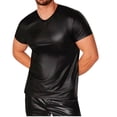 thumbnail image 2 of FNFYFH Men's Shiny T-Shirts Short Sleeve Tees Sparkly Shirts Glossy Summer Tops Black,S, 2 of 4
