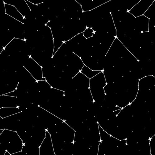 Cotton Let's Glow Crazy Glow in the Dark Constellations Stars Space Night Sky Galaxy Blank Quilting Black Cotton Fabric Print by the Yard (3957G-99)
