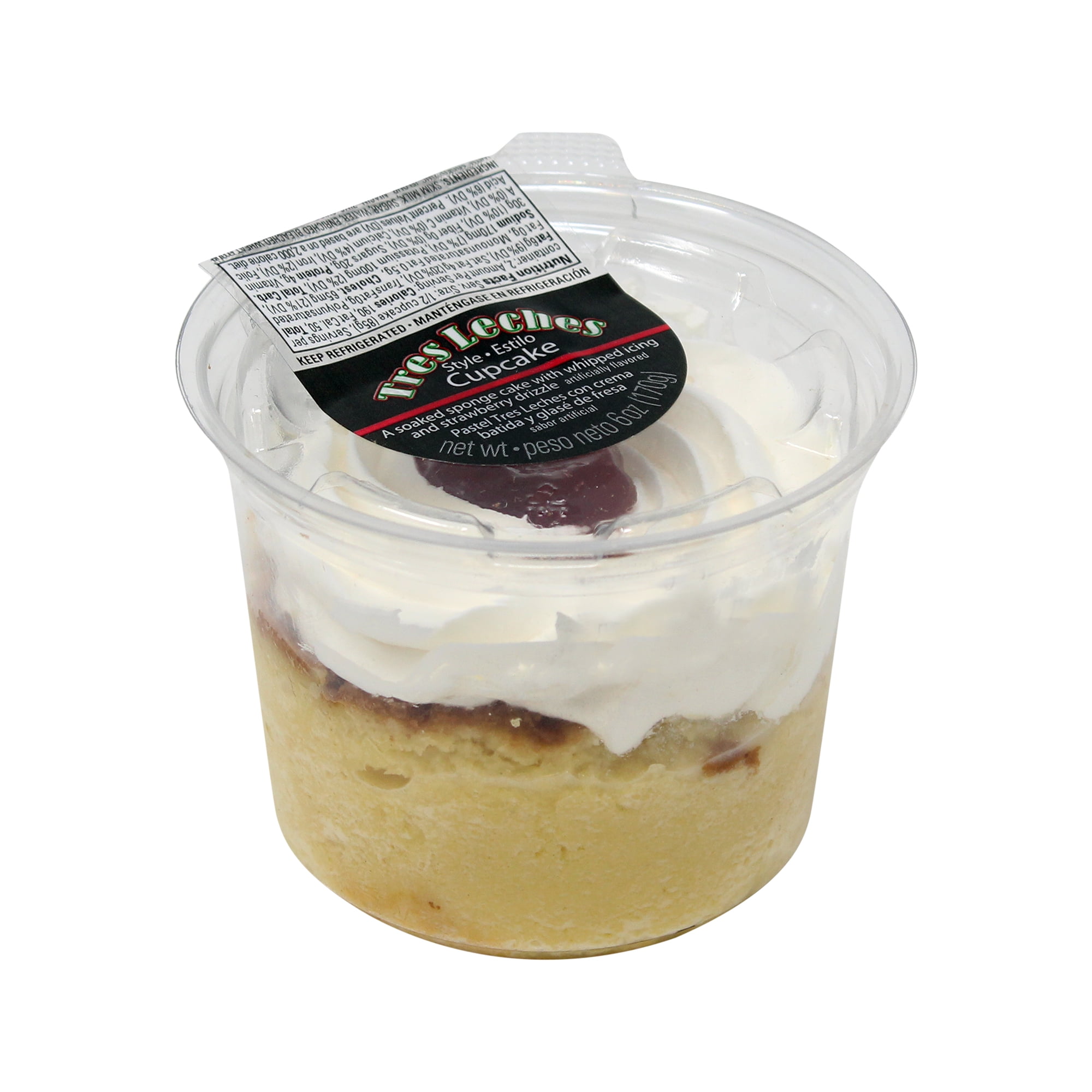Rich S Tres Leches Cupcake Sponge Cake With Whipped Icing And Strawberry 6 Oz Walmart Com
