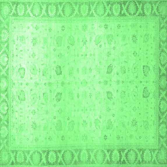 Ahgly Company Indoor Square Oriental Emerald Green Traditional Area Rugs, 3' Square