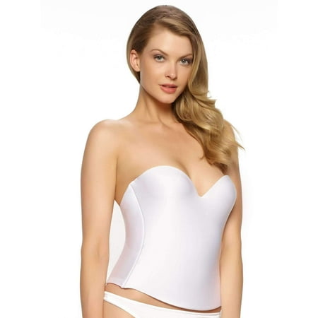 - Felina | Essentials Bustier | Corset | Strapless | Plunge | Demi Push Up (White, 40C)