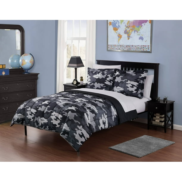 Your Zone Camouflage Polyester Bed In A, Grey Camo Bedding Queen