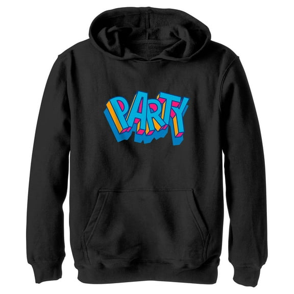 Boy's Fortnite Loot Drop Party Pull Over Hoodie Black Medium