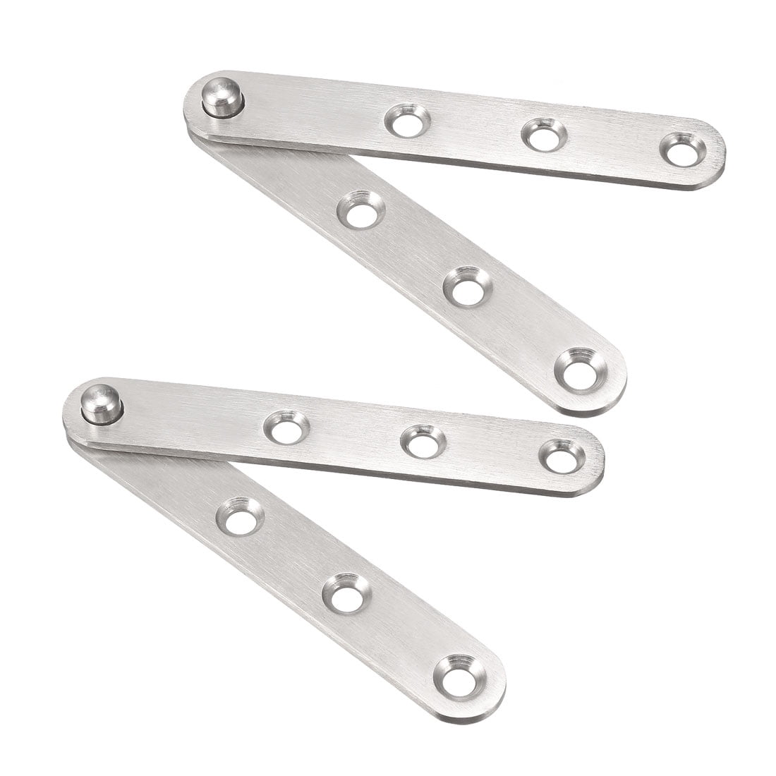 2 Pcs Silver Tone Stainless Steel 3 Holes Foldable Rotating Cabinet Door Hinge 2.5