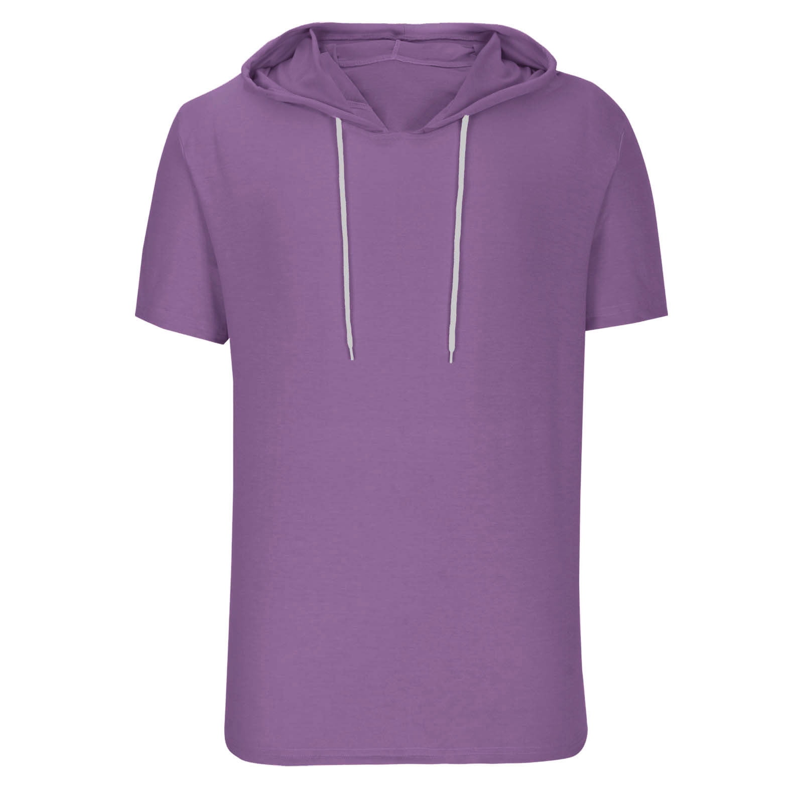 2024 Summer Mens Short Sleeve Hoodies Lightweight Soft Cotton Drawstring Pullover Hooded Sports T-Shirt Tops