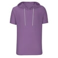 thumbnail image 4 of SEAOPEN Men's Short Sleeve Hoodie Workout Gym Sweatshirt Muscle Fit Fashion Athletic Hoodies Pullover Hooded T-Shirts Purple,M, 4 of 5