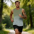 thumbnail image 5 of Satingcolo Men's Summer Sleeveless UPF 50+ Swim Tops Quick Dry Workout Sleeve Tank Top UV Protection Running Gym Muscle T Shirts, 5 of 6