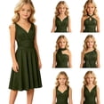 thumbnail image 2 of Weebloom Teen Girls Summer Dress Elegant Formal Sleeveless Dress Versatile Wear Party Gown Dresses For Girls Army Green 9-14 Years, 2 of 4