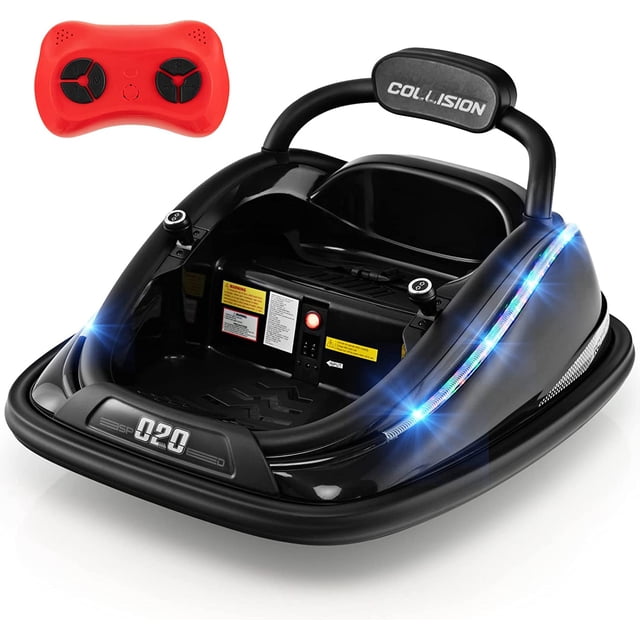 OLAKIDS Bumper Car for Toddlers, 12V Kids Electric Ride on Toy with Remote Control, Battery Powered Vehicle Racer for Baby, 360 Degree Spin Rotation, Colorful Flashing LED Lights, Music