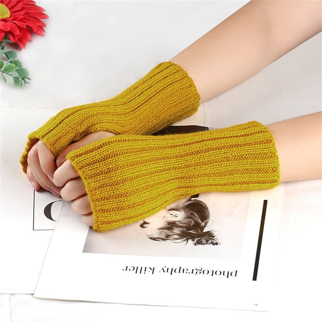 Gants Courts en Laine Multicolores Isolés pour Temps Froid pour Femmes, Mitaines Sans Doigts