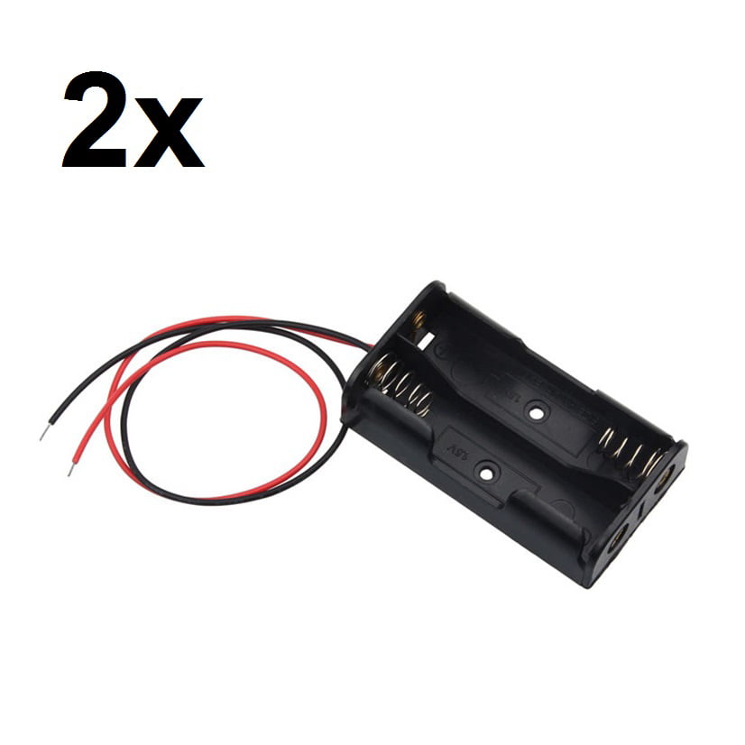 2PCS Plastic Battery Storage Case Box Holder For 3 X AA 3xAA 4.5V with wire lead 
