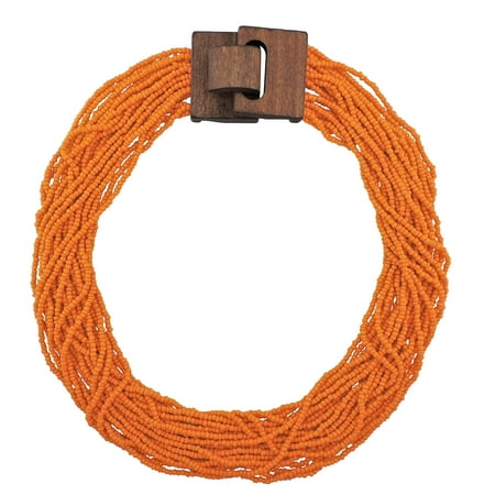 Bocar Beaded Strand Necklace for Women Boho Chunky Beaded Strand Necklace Bohemian Summer Beach Necklace Jewelry for Women(N0059_Orange)