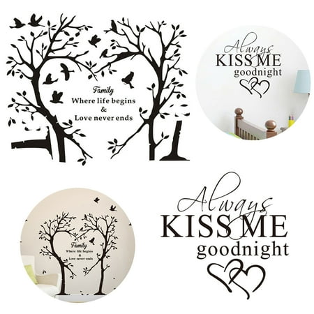 Decorations For Walls 2 Sheets Wall Sticker Decorative Letter Tree Wall Art Decal Quotes Wall Decoration for Home Living Room ()